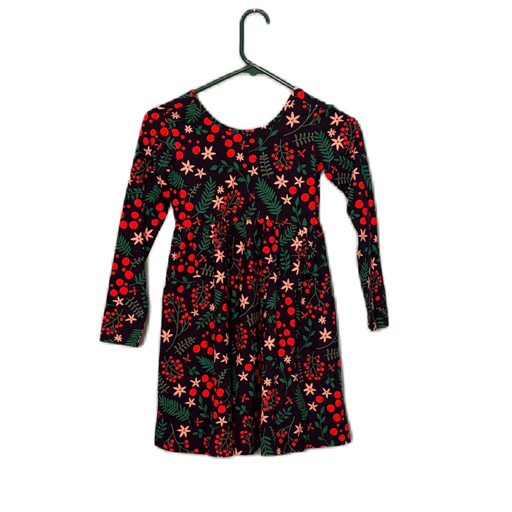 Hanna Andersson Kids Dress Red and Green Pattern Holly Dress Girls Size 8